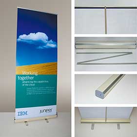Strong steel roll up banner